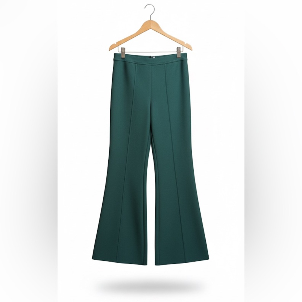 Bella Barnett Emerald Green Flare Knit High Rise Women's Pants
